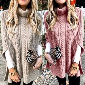 Turtleneck Knitted Poncho